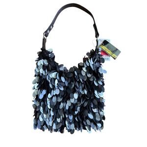 NWT Y2K Black and Silver Sequin Bag Purse Handbag
